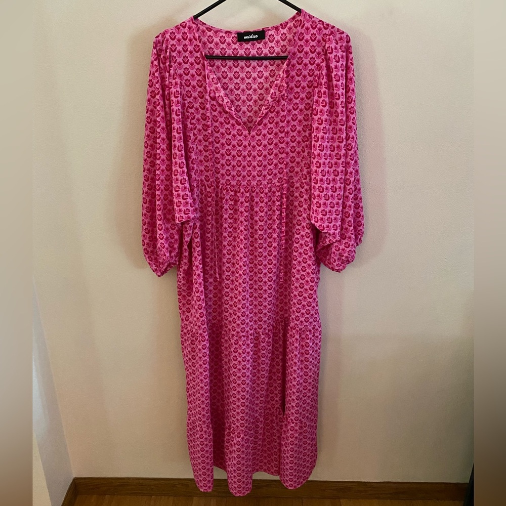 Miduo Hot Pink Loose Fit Maxi Dress